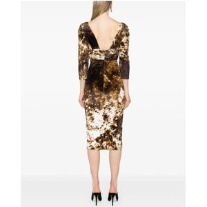 Roberto Cavalli, Kleedjes, Dames, Veelkleurig, L, Abstract Patroon V-Hals Jurk