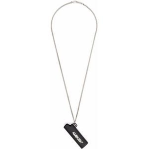 Ambush, Logo Print Ketting Ketting Zwart Zwart, Heren, Maat:ONE Size