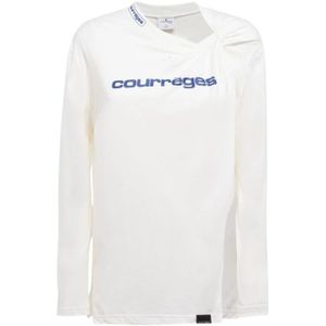 Courrèges, Tops, Dames, Wit, M, Katoen, Sport T-shirt van effen katoenen jersey