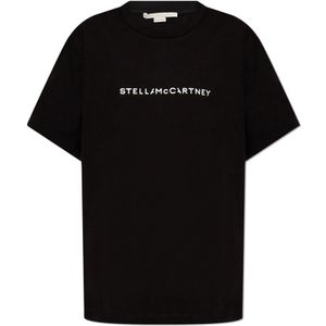 Stella McCartney, Tops, Dames, Zwart, XS, T-shirt met logo