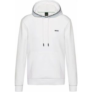 Hugo Boss, Sweatshirts & Hoodies, Heren, Wit, XS, Katoen, Regular Fit Katoenen Hoodie met Kangaroo Zak