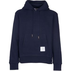 Thom Browne, Sweatshirts & Hoodies, Heren, Blauw, M, Katoen, Blauwe Hoodie van Katoen met Streep