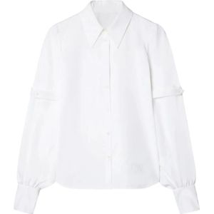 Off White, Blouses & Shirts, Dames, Wit, S, Katoen, Witte Popline Bandjes Shirt