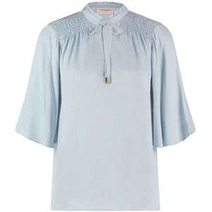 Freebird, Blouses & Shirts, Dames, Blauw, S, Blauwe Flutter Sleeve V-Hals Top