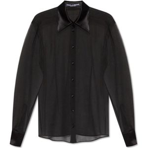 Dolce & Gabbana, Blouses & Shirts, Dames, Zwart, M, Zijden shirt