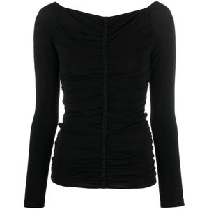 Givenchy, Elegante Gerimpelde Top met Lange Mouwen Zwart, Dames, Maat:M