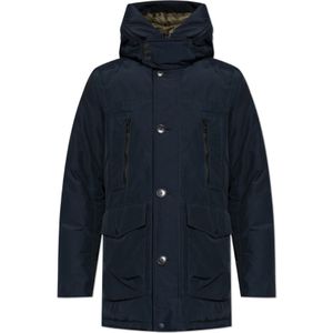 Woolrich, Jassen, Heren, Blauw, L, Katoen, Capuchonjas