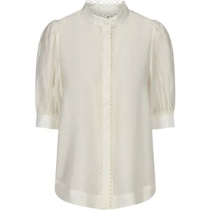 Copenhagen Muse, Feminine Molly Blouse met Geborduurde Lussen Wit, Dames, Maat:L