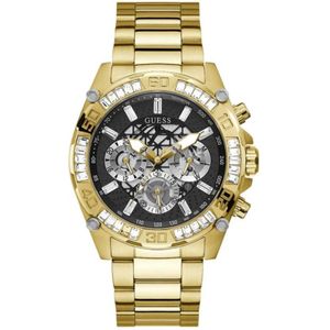 Guess, Accessoires, Heren, Geel, ONE Size, Heren Armbandhorloge Multifunctioneel Horloge Skeleton Trophy goud 46 mm Gw 0390G2