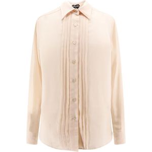 Tom Ford, Blouses & Shirts, Dames, Roze, S, Zijden Roze Shirt Puntkraag