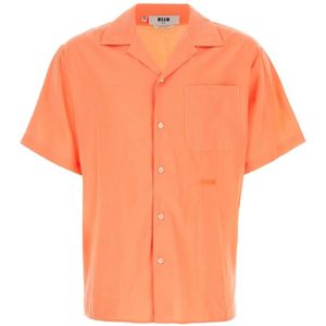 Msgm, Overhemden, Heren, Oranje, L, Short Sleeve Shirts
