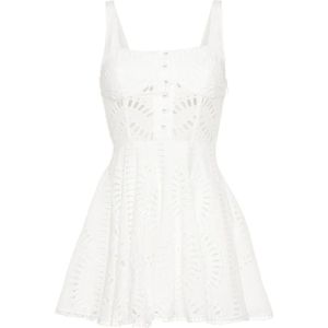 Charo Ruiz Ibiza, Witte Katoenmix Broderie Anglaise Jurk Wit, Dames, Maat:S