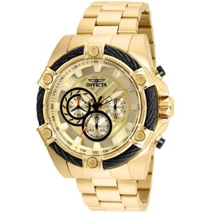 Invicta Watches, Accessoires, Heren, Geel, ONE Size, Bolt Heren Quartz Horloge - Gouden Wijzerplaat