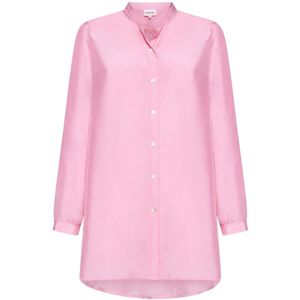 P.a.r.o.s.h., Blouses & Shirts, Dames, Roze, M, Zijden Bubblegum Roze Jurk met Plooien
