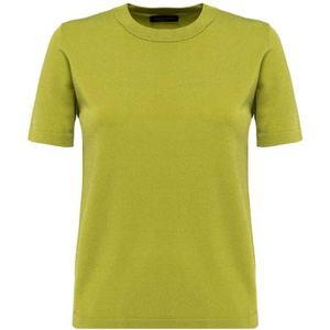 Roberto Collina, Tops, Dames, Groen, S, Polyester, Italiaans Viscose Blend T-Shirt
