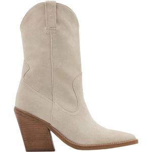 Bronx, Schoenen, Dames, Beige, 39 EU, Suède, Cowboy enkellaarzen in beige suède