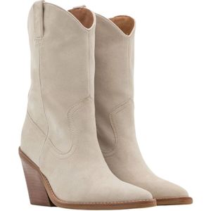 Bronx, Schoenen, Dames, Beige, 41 EU, Suède, Cowboy enkellaarzen in beige suède