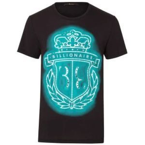 Billionaire, Tops, Heren, Zwart, S, Katoen, Zwart Logo Print Katoenen T-Shirt