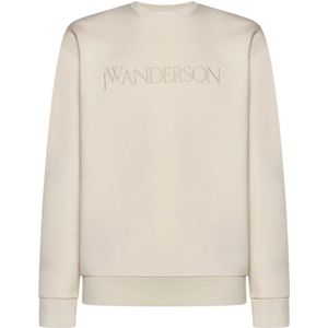 JW Anderson, Sweatshirts & Hoodies, Heren, Beige, L, Katoen, Beige Katoen Logo Sweatshirt