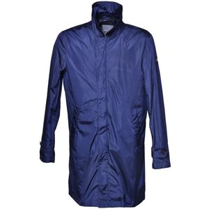 Baldinini, Trench coat in navy blue nylon Blauw, Heren, Maat:4XL