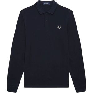 Fred Perry, Tops, Heren, Blauw, L, Navy Polo Shirt met Lange Mouwen