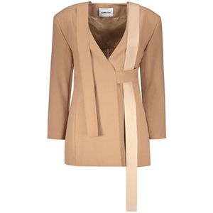 Ambush, Jassen, Dames, Bruin, S, Katoen, V-hals blazer met bijpassende riem