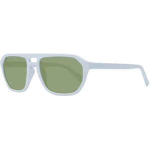 Serengeti, Accessoires, Heren, Wit, ONE Size, Leer, Groene Lens Aviator Zonnebril met UV-bescherming