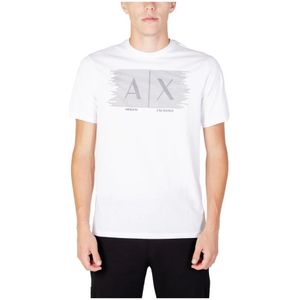 Armani Exchange, Tops, Heren, Wit, M, Katoen, Witte Print T-shirt voor Heren