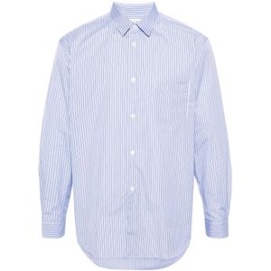 Comme des Garçons, Gestreept lichtblauw overhemd met lange mouwen Blauw, Heren, Maat:XL
