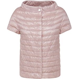 Herno, Jassen, Dames, Roze, 2Xs, Katoen, Korte Mouw Puffer Jas