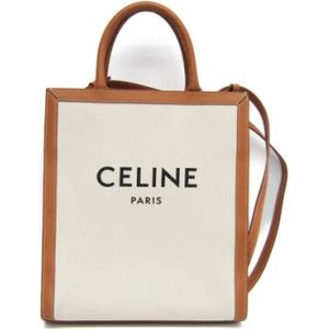 Celine Vintage, Pre-owned, Dames, Wit, ONE Size, Katoen, Tweedehands Canvas handtassen