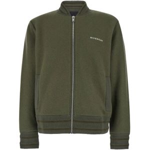 Givenchy, Jassen, Heren, Groen, S, Wol, Groene Gebreide Varsity Jas