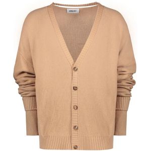 Ambush, Truien, Heren, Beige, XL, Wol, Geribbelde Cardigan met Achteruitsnijding