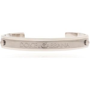 Dolce & Gabbana, Accessoires, Heren, Grijs, ONE Size, Armband met logo