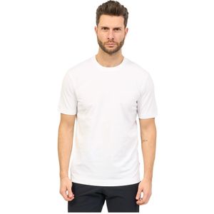 Hugo Boss, Tops, Heren, Wit, L, Katoen, Regular Fit Katoenen T-Shirt met Rubberen Logo