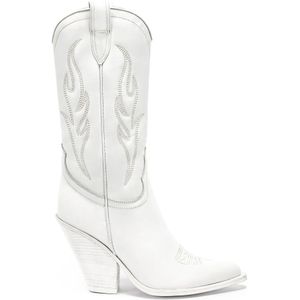 Sonora, Cowboy laarzen van wit kalfsleer met borduurwerk Wit, Dames, Maat:41 EU