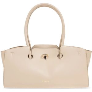 Furla, Tassen, Dames, Beige, ONE Size, Leer, Grote Schoudertas