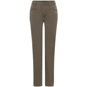 C.Ro, Jeans, Dames, Bruin, 2Xl, Katoen, Taupe Macy Broek met Ritsdetails