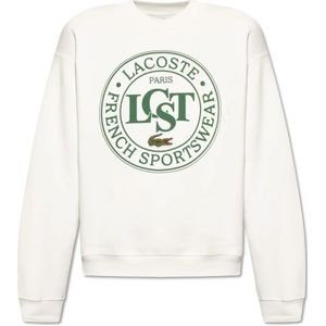 Lacoste, Sweatshirts & Hoodies, Heren, Wit, 2Xl, Katoen, Sweatshirt met logo