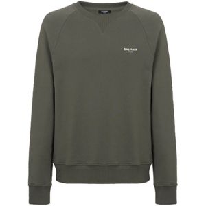 Balmain, Sweatshirts & Hoodies, Heren, Groen, XL, Casual Ronde Hals Lange Mouwen Sweatshirt