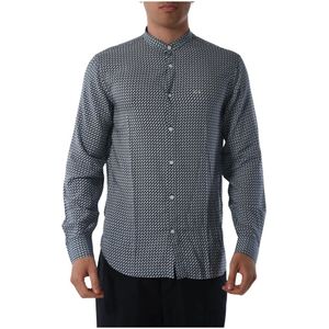 Armani Exchange, Overhemden, Heren, Blauw, 2Xl, Viscose Shirt met Koreaanse Kraag