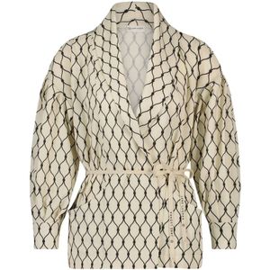 Jane Lushka, Blouses & Shirts, Dames, Wit, XS, Polyester, Off White Marina Blazer Kimono