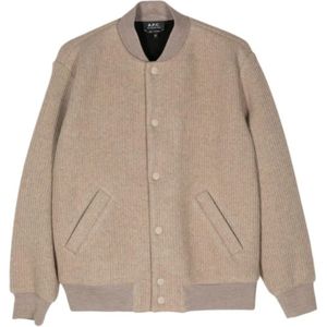 A.p.c., Bruine Wolmix Baseball Jas Beige, Dames, Maat:S