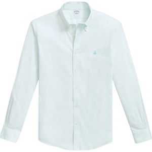 Brooks Brothers, Overhemden, Heren, Groen, L, Katoen, Lichtgroen Regular Fit Non-Iron Stretch Katoenen Overhemd met Button Down Kraag