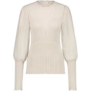 Jane Lushka, Basis Ronde Hals Pullover Beige, Dames, Maat:S