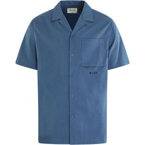 Olaf Hussein, Overhemden, Heren, Blauw, M, Heren Cotton Linen Shirt Blauw