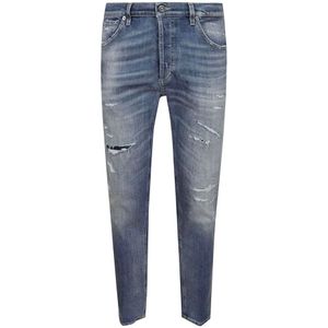 Dondup, Jeans, Heren, Blauw, W34, Katoen, Cool Touch Carrot Fit Jeans