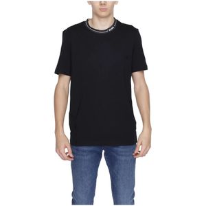 Boss, Heren T-shirt Lente/Zomer Collectie Katoen Zwart, Heren, Maat:L