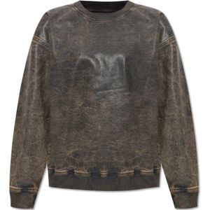 Diesel, Gewaxte sweatshirt D-Krib-S Bruin, Dames, Maat:2XL