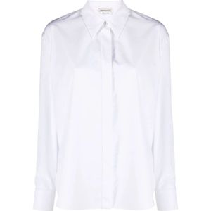 Alexander McQueen, Blouses & Shirts, Dames, Wit, M, Katoen, Witte Overhemd met Puntkraag